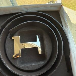 Hermes Black Leather Belt men’s